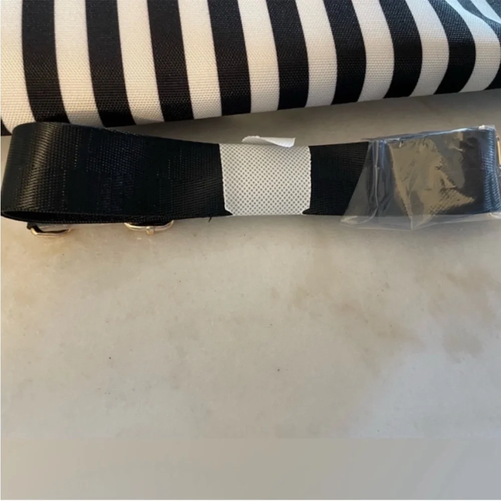 Alice + Olivia Positano Black White Striped Women's Duffle Bag - Picture 8 of 11